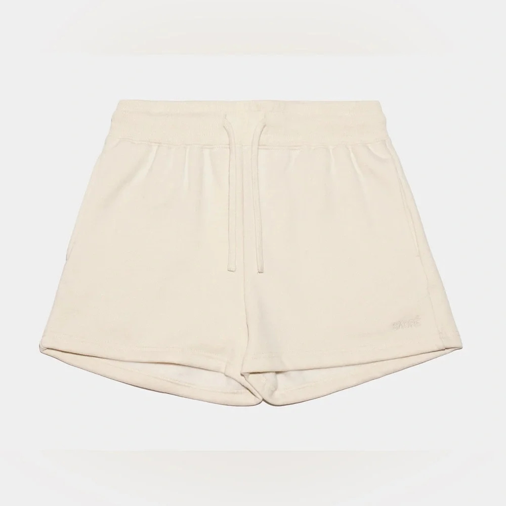 Sacre Erica Womens M Ivory Fleece Sweat Shorts Cotton Drawstring Lounge